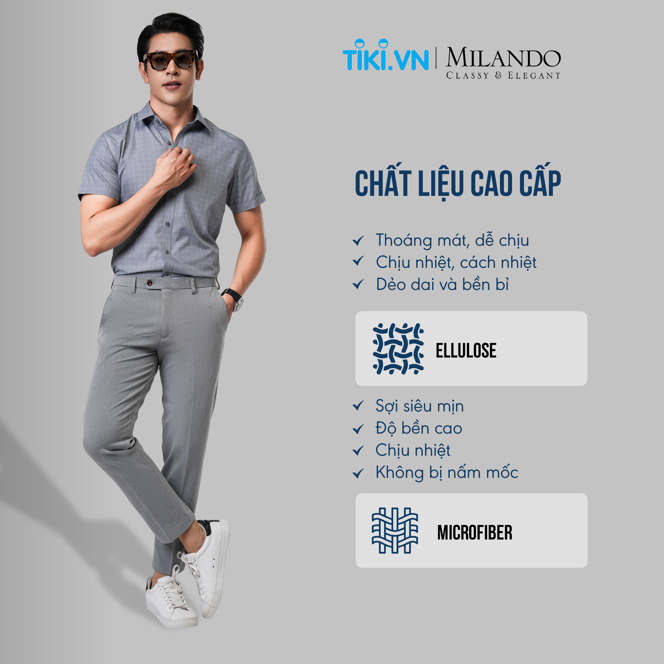 Quần Âu Nam Cao Cấp MYMILANDO Màu Trắng/ Xám - Kiểu Dáng Slim Fit Trẻ Trung, Thời Trang, Chất Liệu Cao Cấp Bền Màu