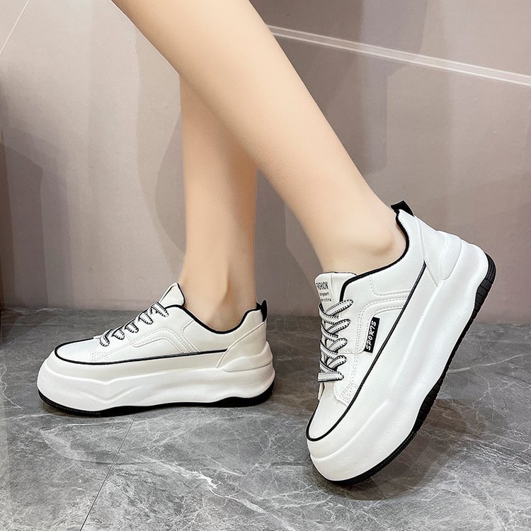 Giày thể thao nữ GEMI - giày ullzzang màu đen - trắng, dây phối viền đen kiểu dáng basic - M7088