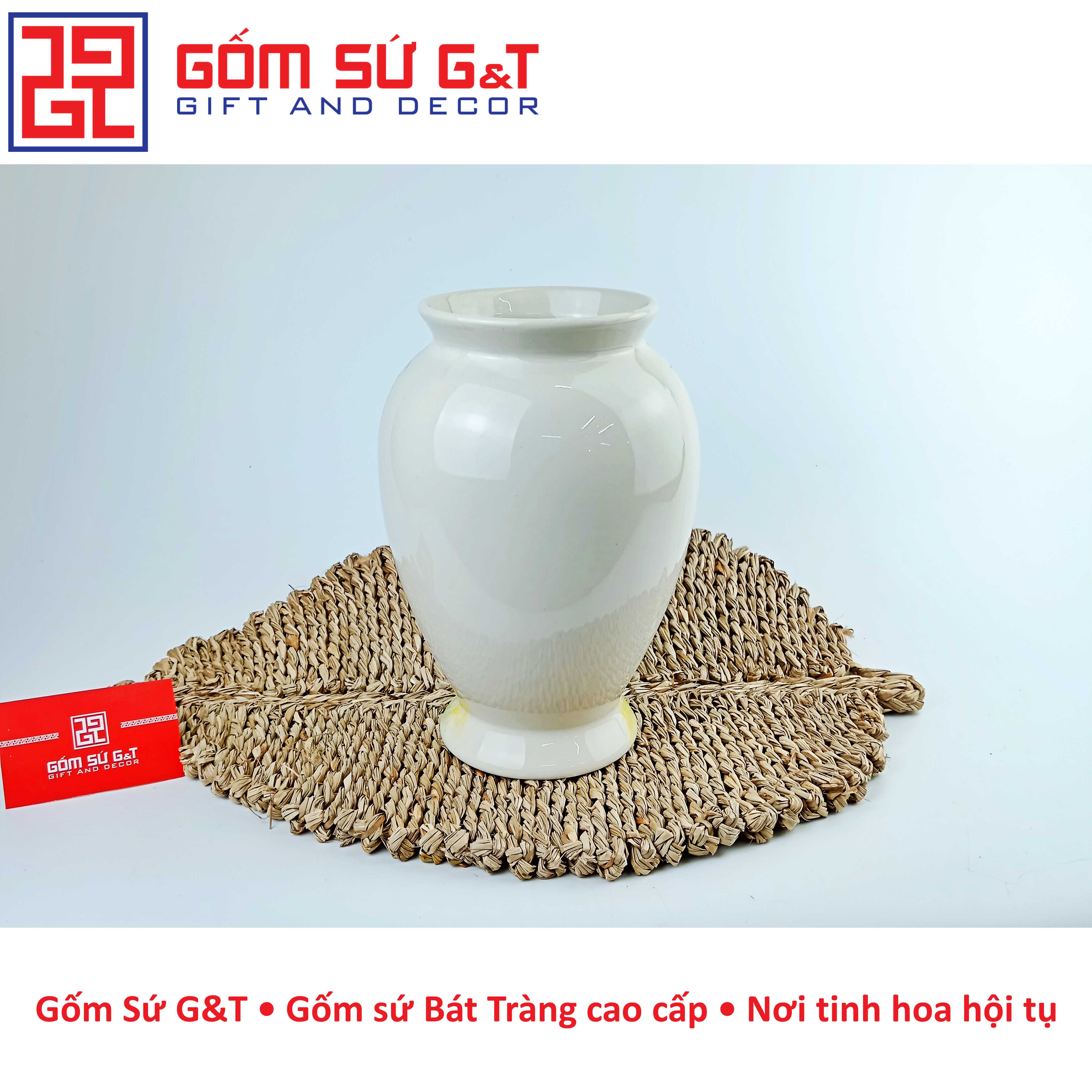 Lọ hoa dáng đùi dế vẽ cúc họa mi Gốm Sứ G&amp;T