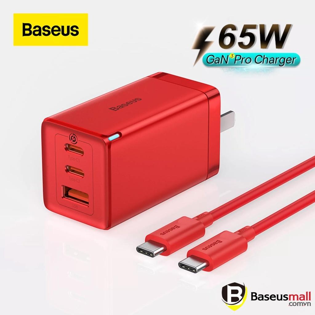 Bộ sạc nhanh Baseus GaN3 Pro Quick Charger 65W (Kèm cáp sạc C to C 100W) 2022-Hàng chính hãng