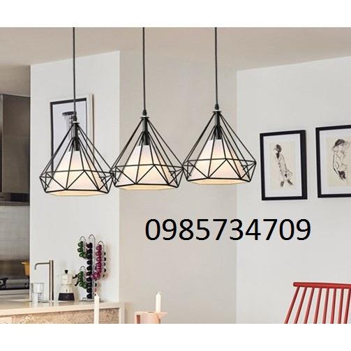 Thả đơn kim cương đen phi 380 chất liệu thép sơn tĩnh điện phù hợp đèn thả bàn ăn