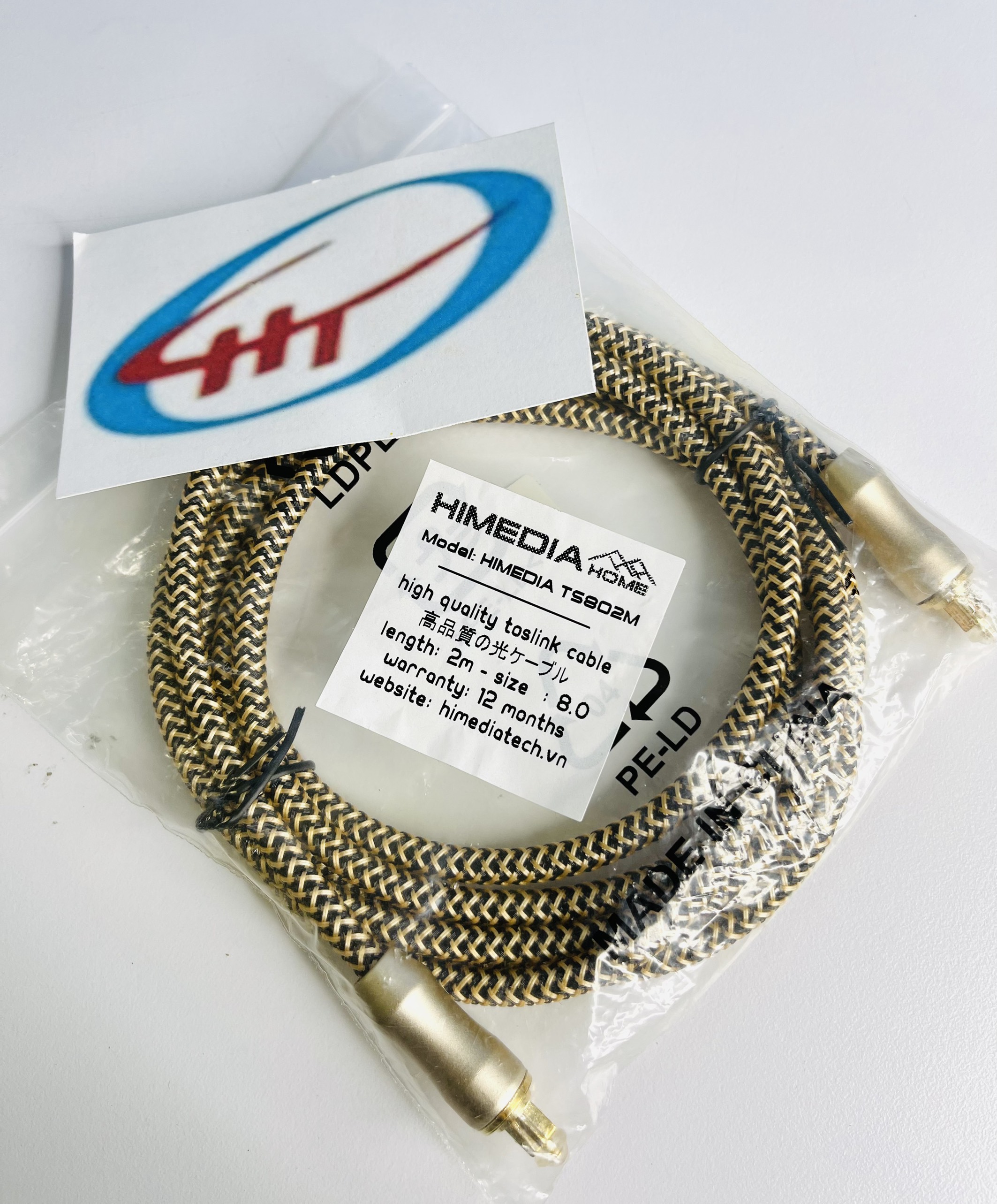 Dây audio quang đầu mạ vàng dài 2M HIMEDIA 8.0 - Hàng chính hãng