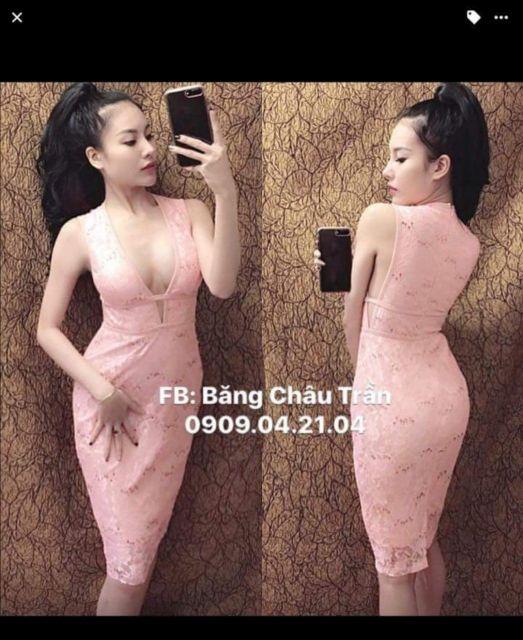 Đầm body ren đan dây eo