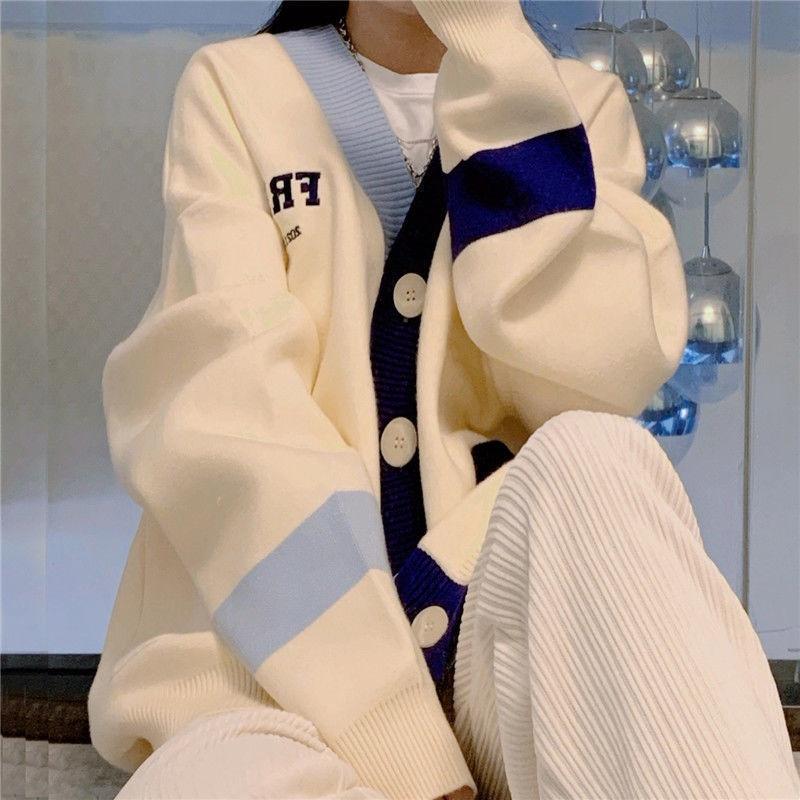 Áo khoác cardigan dệt kim phong cách retro cổ điển