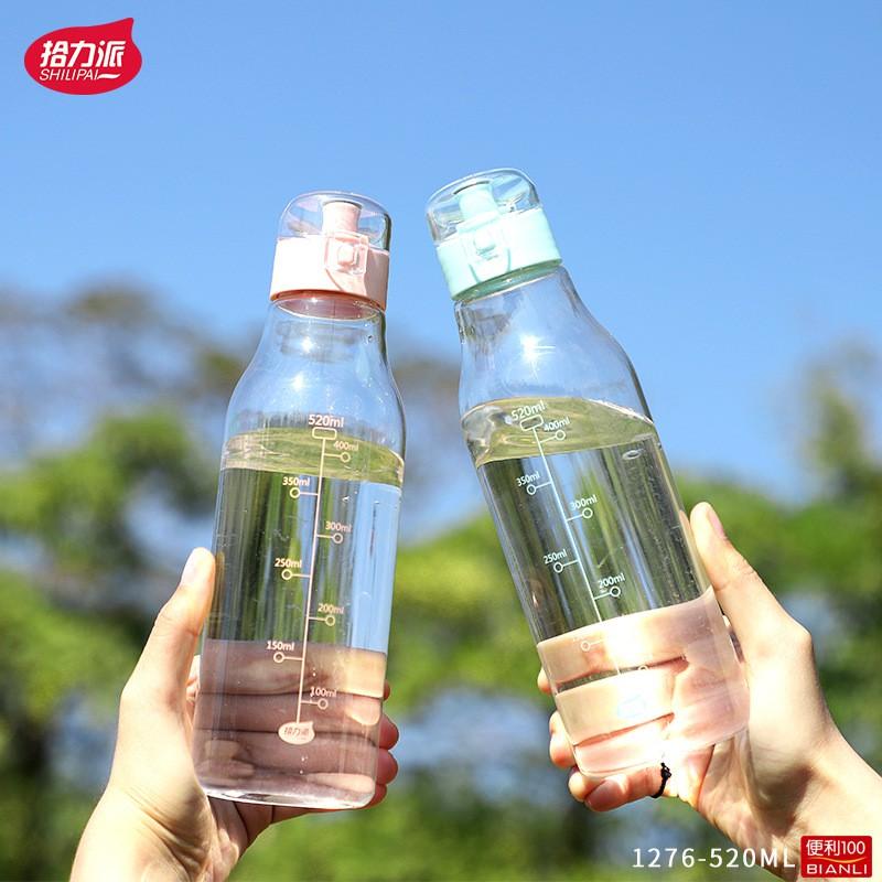 Bình nước thể thao dáng chai có vạch chia độ 520ml