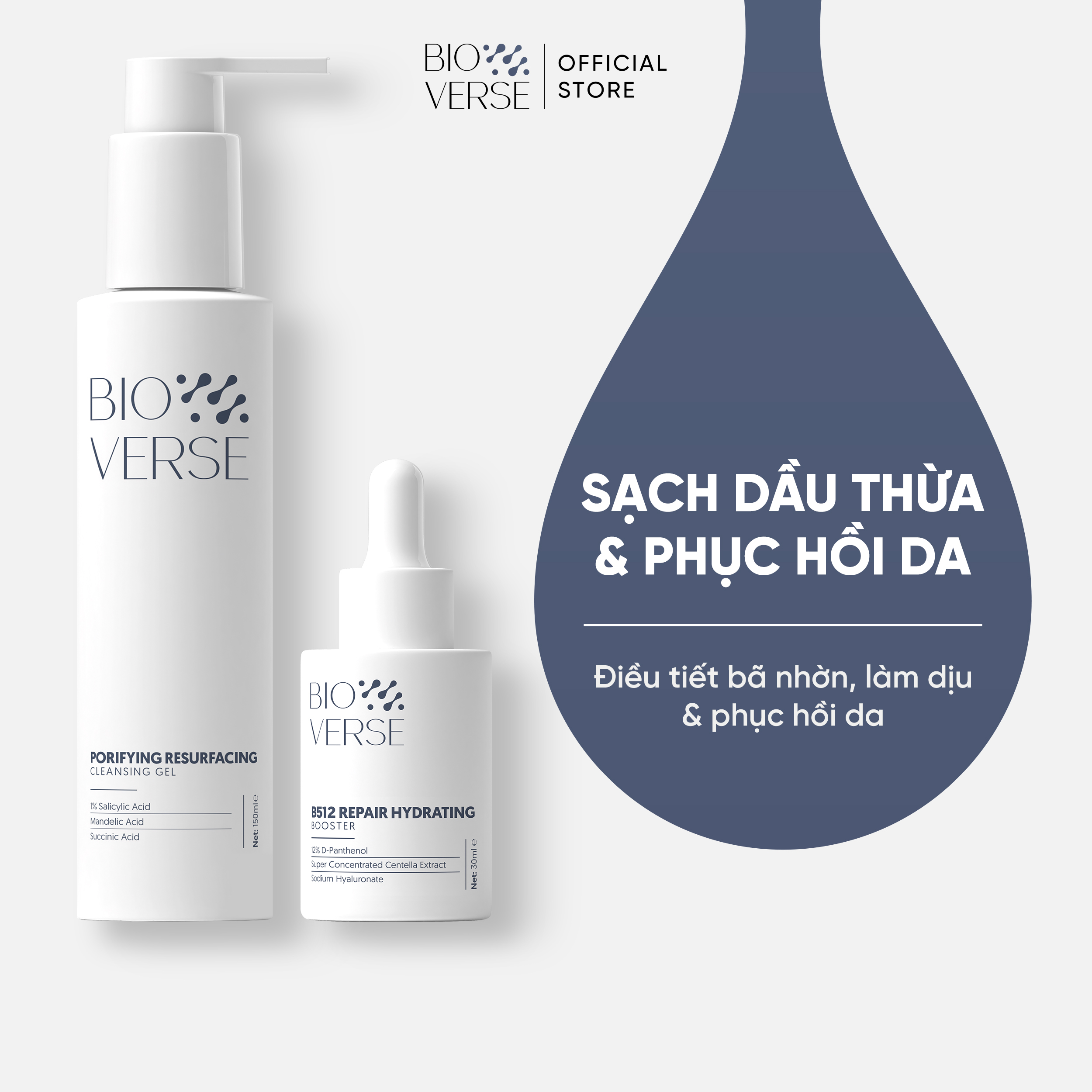 Bộ đôi làm sạch sâu & phục hồi da (Porifying Resurfacing Cleansing Gel + B512 Repair Hydrating Booster)