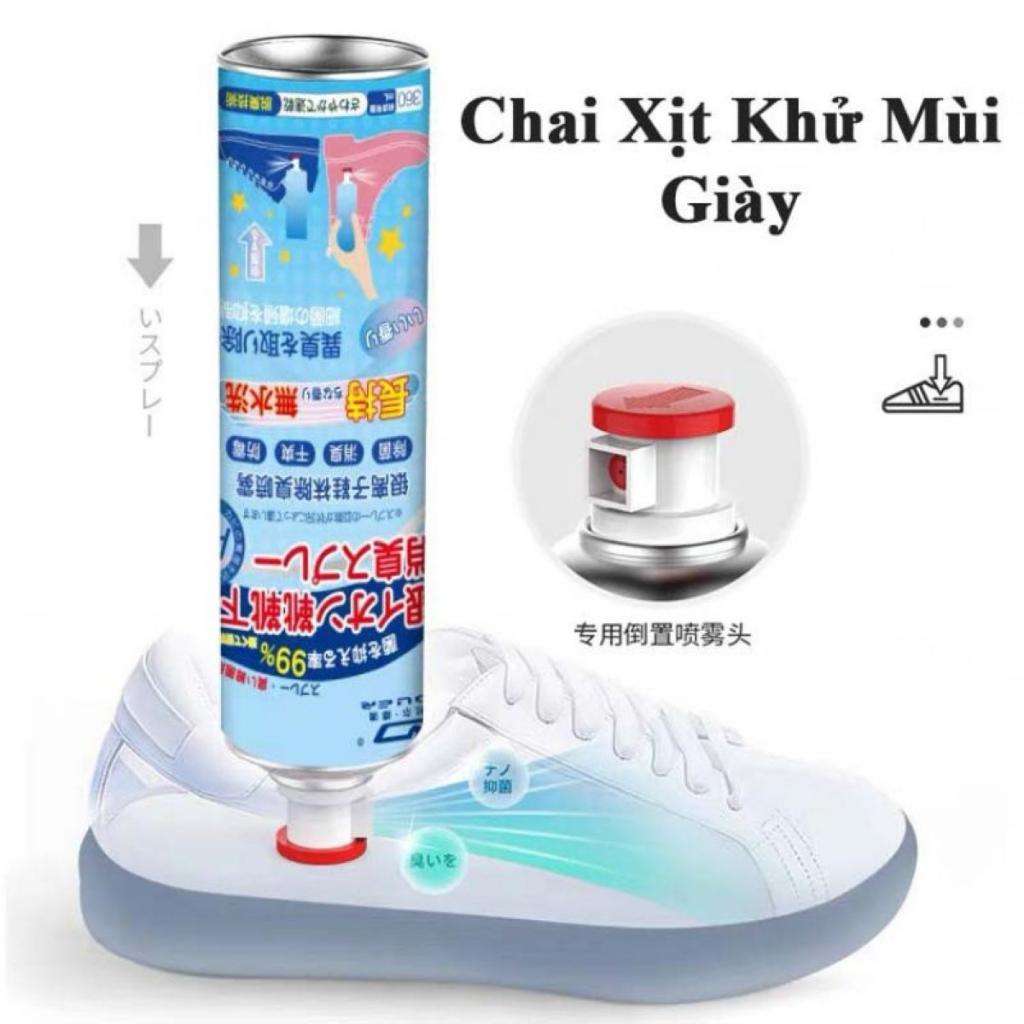 Chai xịt khử mùi nón, giày dép, tủ đồ nam nữ Nano Bạc diệt khuẩn, bình sịt hết mùi hôi chân, 260ml hương chanh và đào