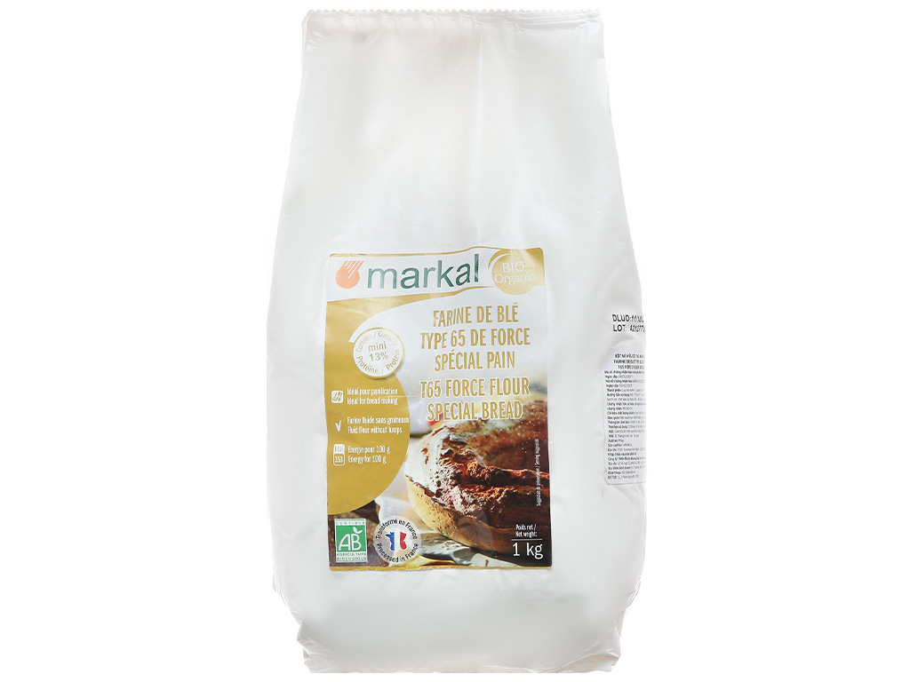 Bột mì hữu cơ T65 Markal 1kg (Protein &gt;13%) Wheat Flour