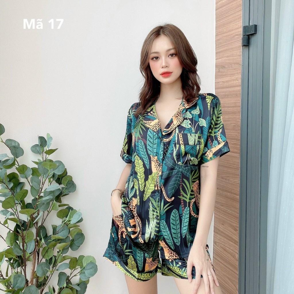 Bộ Lụa Đùi Họa Tiết Mặc Nhà