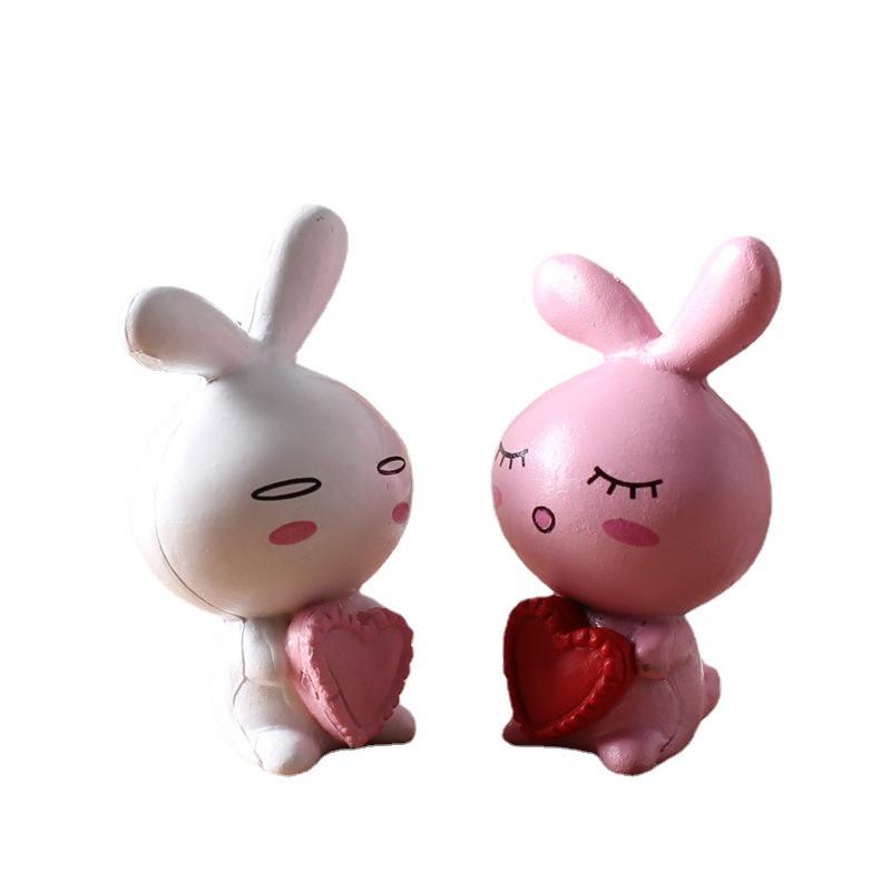 Tiểu cảnh mini ️ Thỏ trắng mini ôm trái tim trang trí tiểu cảnh, sen đá, sân vườn, terrarium