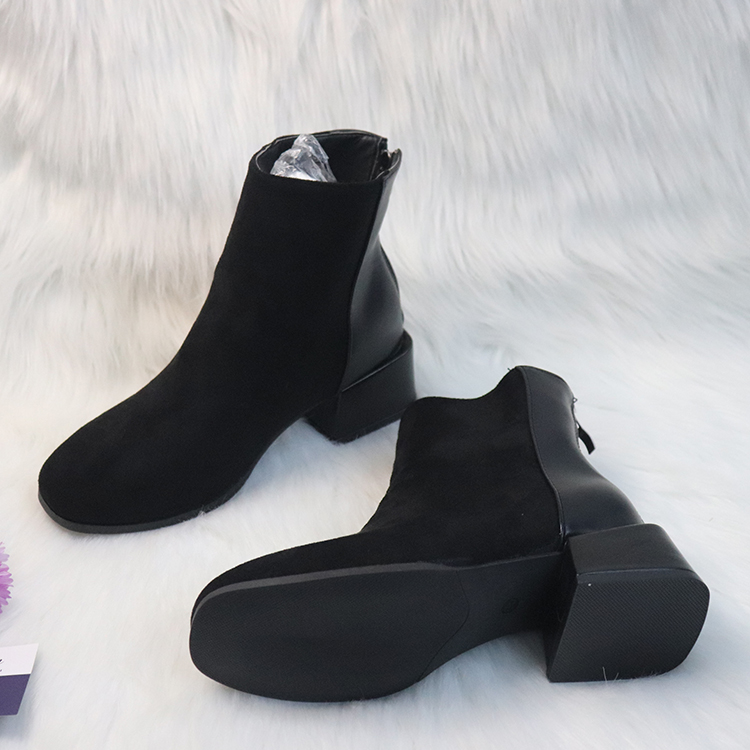 Boot cổ ngắn đế thấp da lộn phối da ĐƠN GIẢN GBN114