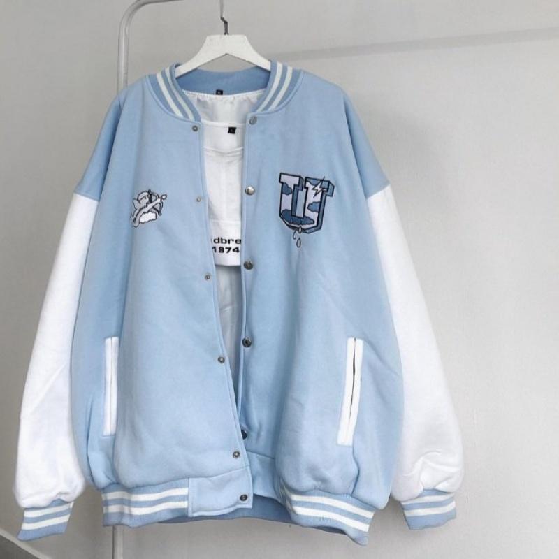 Áo bomber nam nữ nỉ bông unisex khoác gió jacket cúc bấm form rộng local brand ulzzang phong cách hàn quốc đep Chữ V