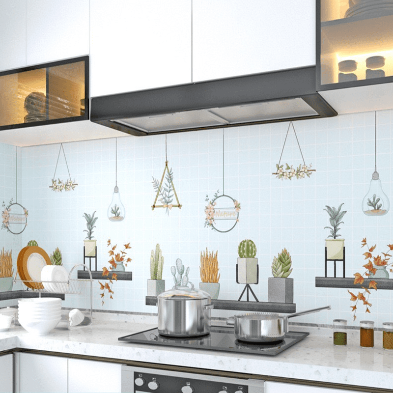 Decal dán bếp tráng nhôm dây treo vườn hoa khổ 60cm