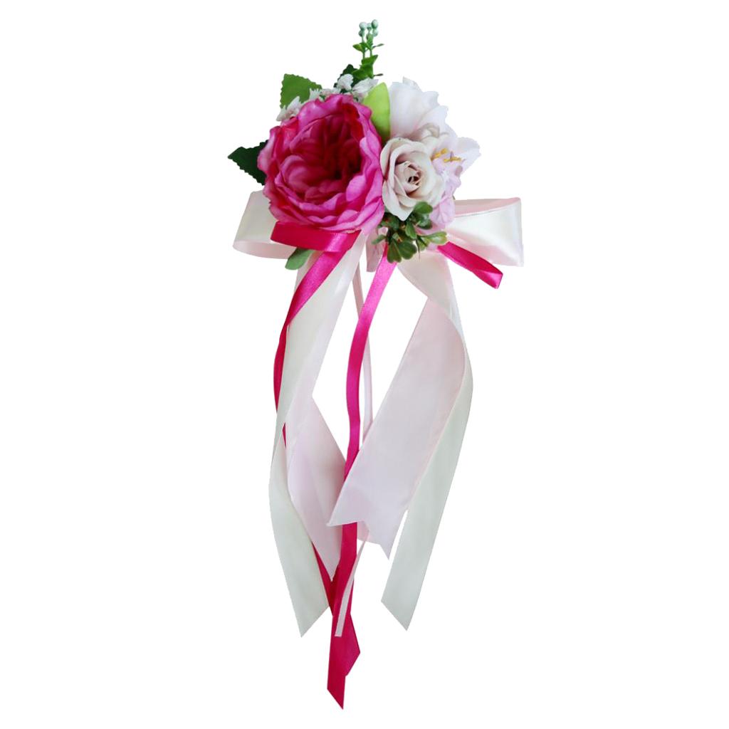 Wedding Party Car Flower and Ribbon Door Mirror Handle Decor Kit