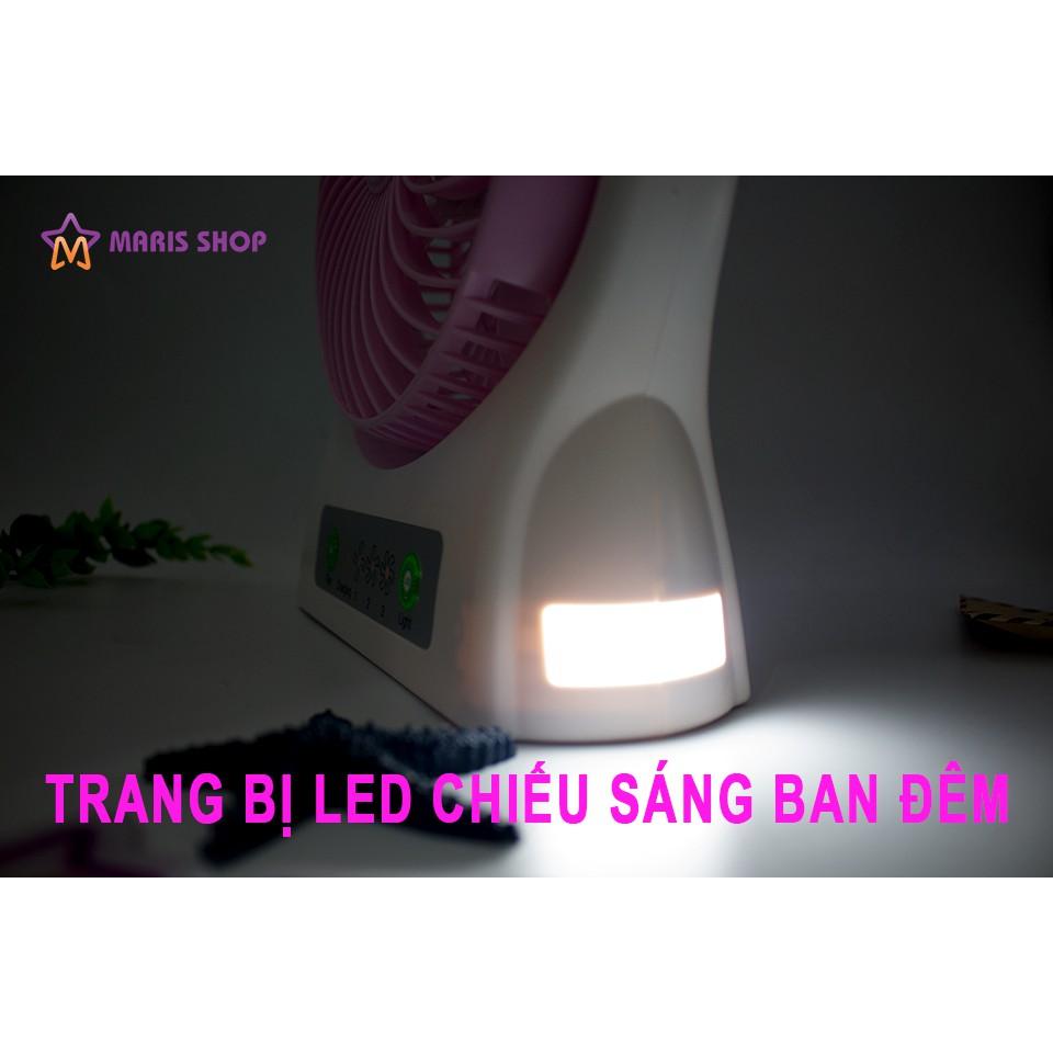 Quạt sạc PIN công suất lớn để bàn nội địa Trung Quốc có đèn LED, 3 chế độ gió khay pin rời dễ dàng thay thế