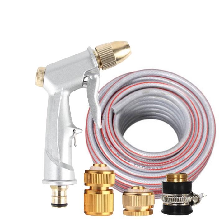 Rửa xe tưới cây Bộ dây và vòi xịt tăng áp lực nước 300% loại 25m cút đồng,nối đồng 206701