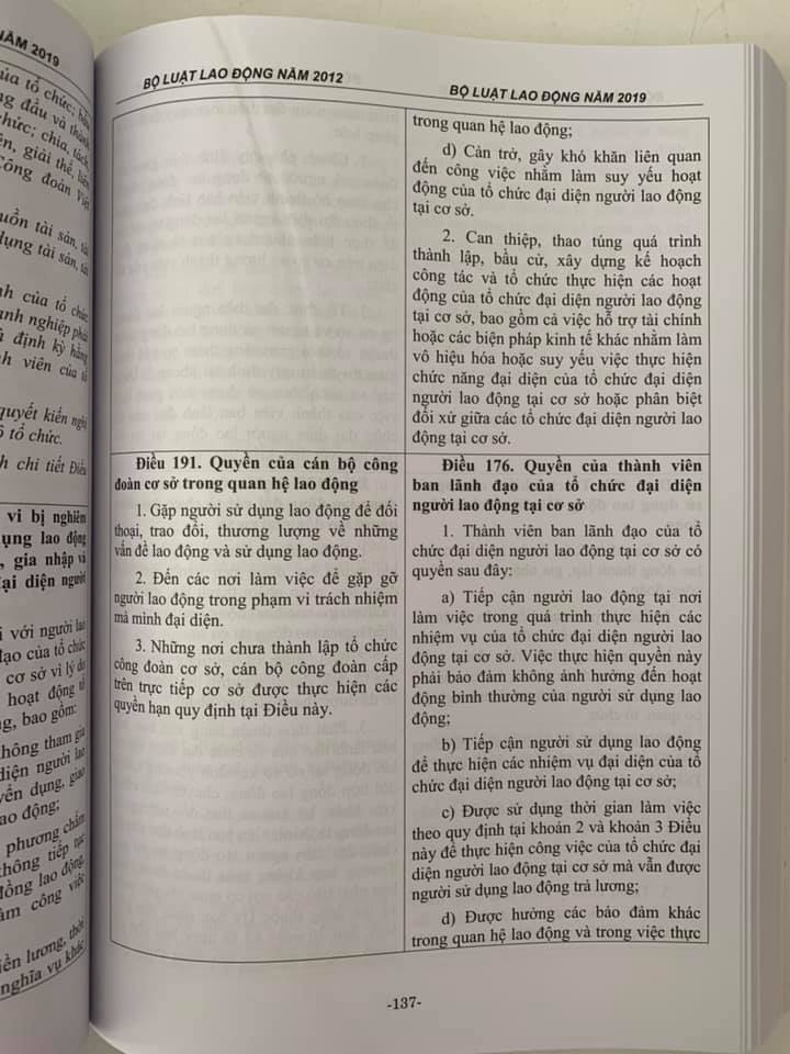 So sánh Bộ luật lao động năm 2012 - 2019 và các văn bản hướng dẫn thi hành
