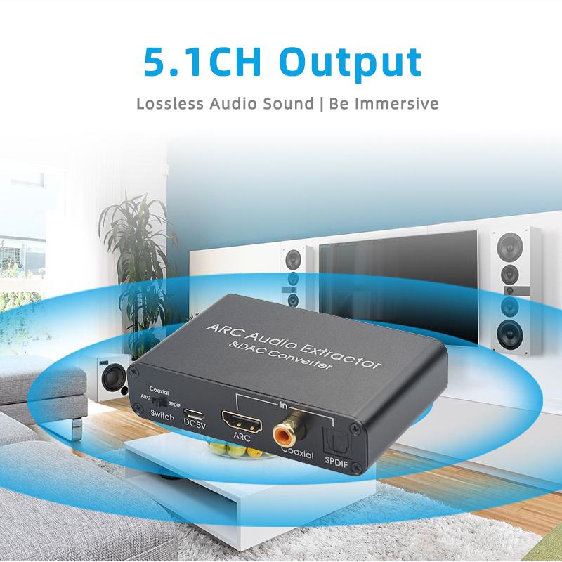 AIXXCO HDMI ARC Bộ chuyển đổi bộ chuyển đổi HDMI Kênh trả lại âm thanh HDMI quang học HDMI SPDIF hợp tác để analog 3.5mm L/R Stereo