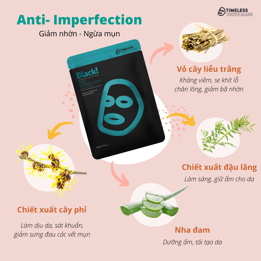 Mặt nạ than hoạt tính ngừa mụn, giảm nhờn Timeless Truth Mask - Anti Imperfection