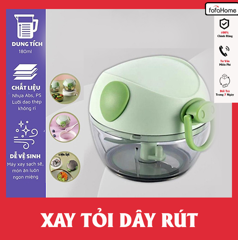 Máy Xay Mini Đa Năng 3 Lưỡi Dao Hình Con Heo - Máy Xay Tỏi Ớt Đa Năng Tiện Lợi Dây Rút Dung Tích 180ml - Giao Màu Ngẫu Nhiên