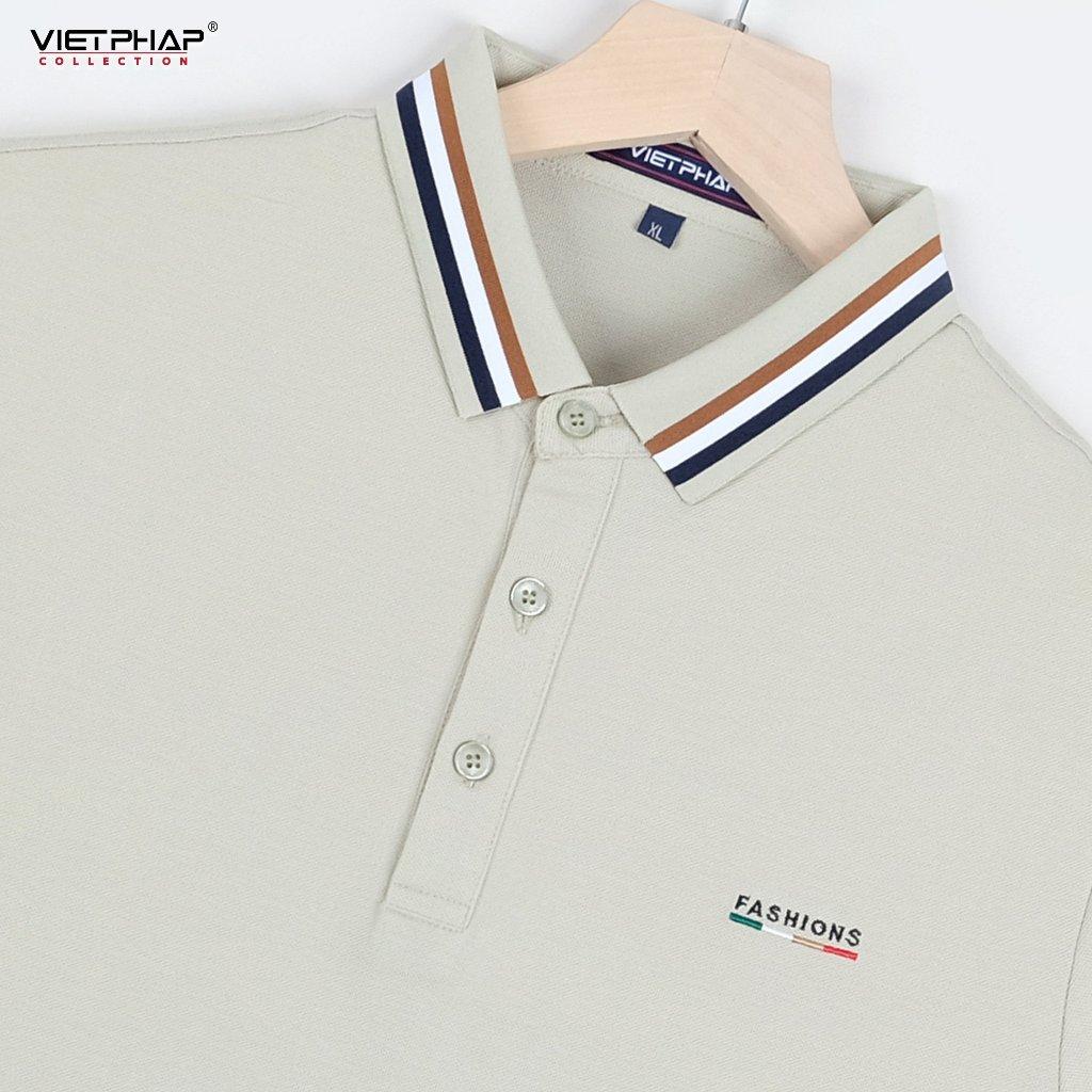 Hình ảnh Áo Thun Polo Nam Cao Cấp VIỆT PHÁP / Form Basic- Chất liệu cotton dệt kiêu cá sấu co dãn thấm hút mồ hồi tốt 2A002