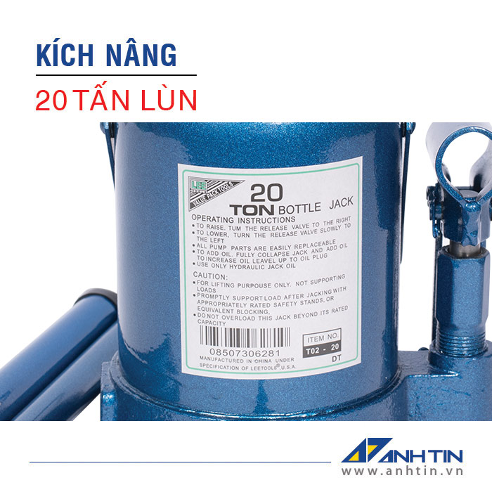 Con đội 20 tấn lùn | Kích nâng xe ô tô xe tải | Kích thủy lực | 20 tấn lùn | Chiều cao nâng 85mm | Chiều cao ren 70mm