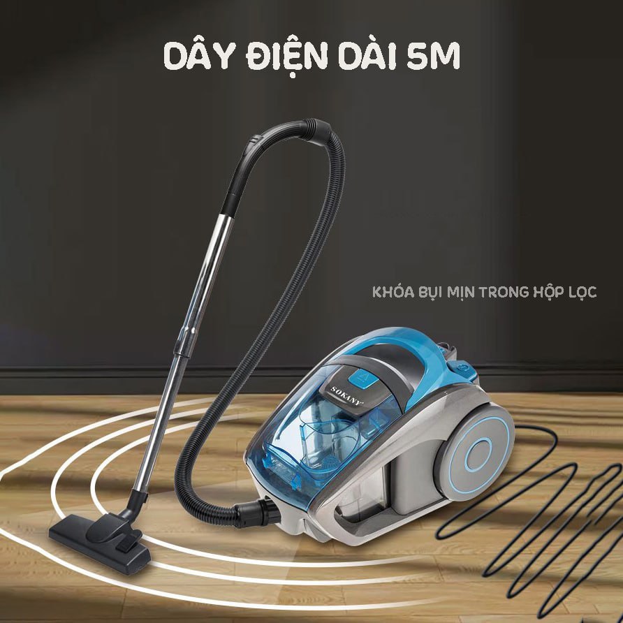 Máy hút bụi cầm tay gia đình SOKANY SK3372 công suất 2500W, dung tích 1,5L, hút mọi loại bụi trong nhà - HÀNG CHÍNH HÃNG - DELIYA