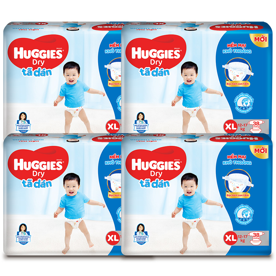 Combo 4 gói tã dán Huggies XL38 (11-16kg)