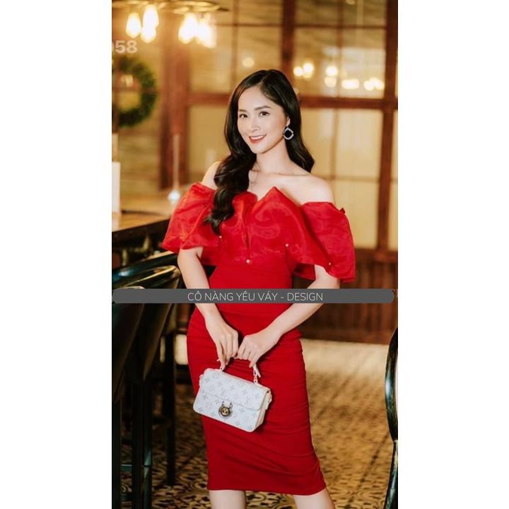 Đầm Dự Tiệc Body Trễ Vai Candy Dress Chất Liệu Umi Hàn Màu Đỏ - Váy Dự Tiệc Chất Co Giãn