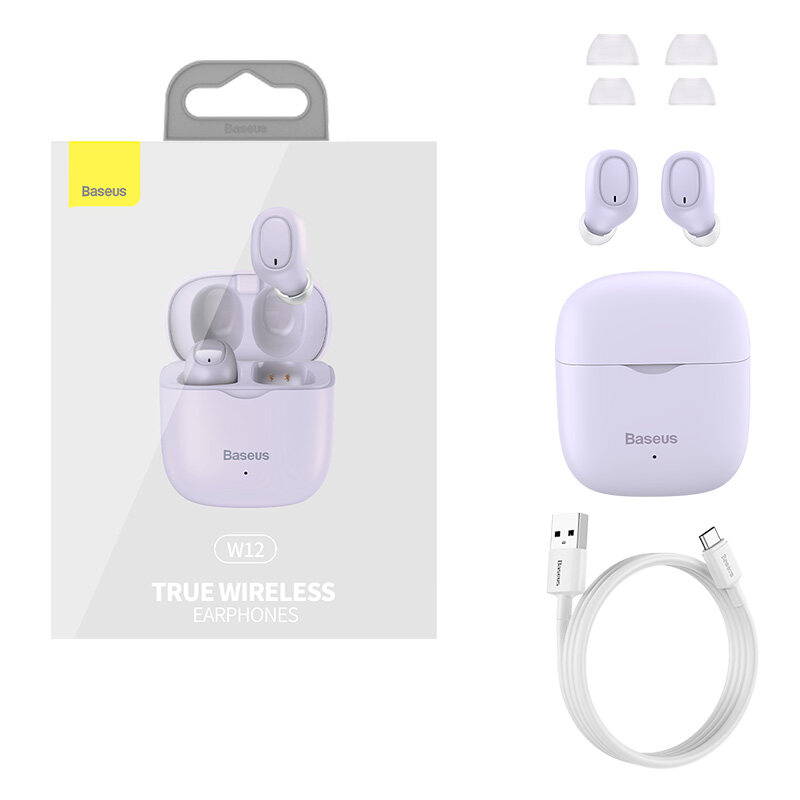 Tai nghe không dây Baseus WM12 TWS Tai nghe Bluetooth 5.1 Tai nghe không dây âm thanh nổi cho iPhone 13 Pro Max Tai nghe chơi game cảm ứng của Samsung Xiaomi-Hàng Chính Hãng