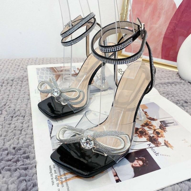 Giày Sandal nữ cao gót phối nơ cục xinh 9F