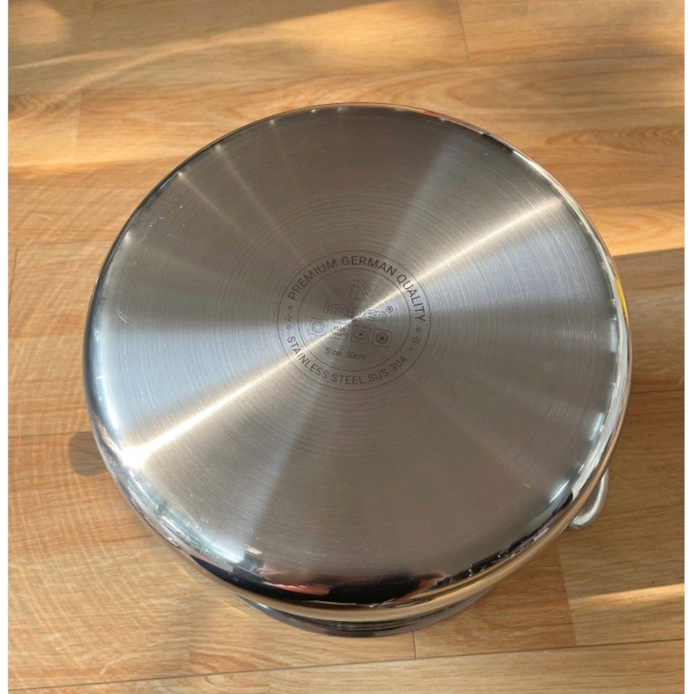 Nồi luộc gà inox 3 lớp liền khối Kalpen Kampfer 30cm, thành cao 22cm, dung tích 14L