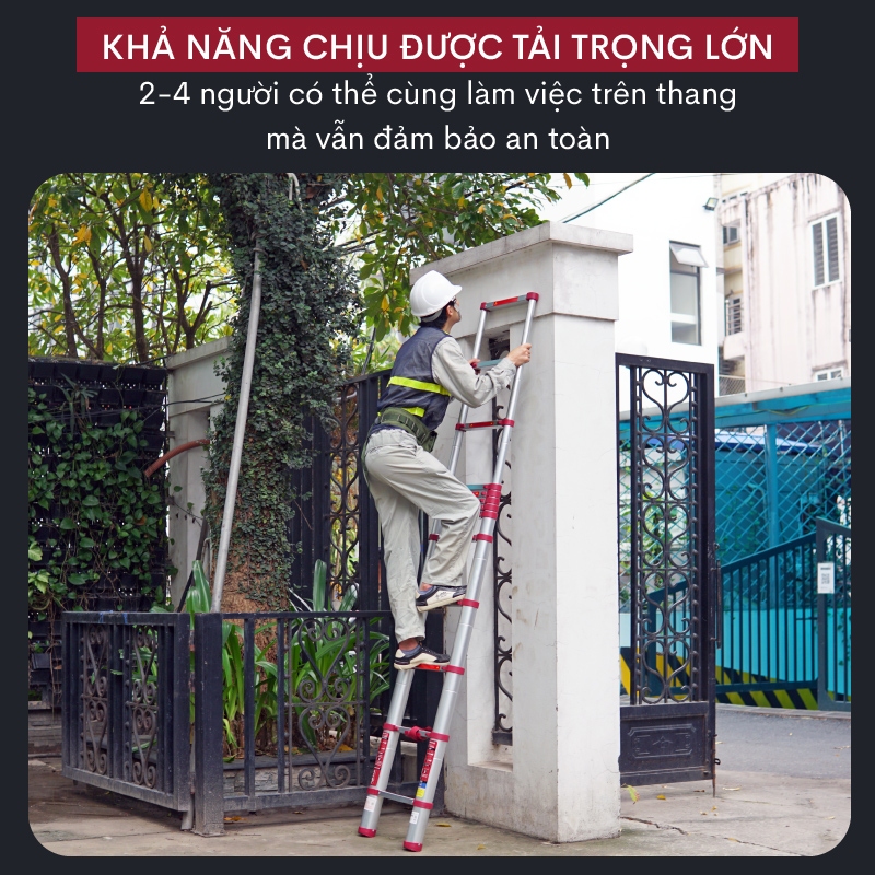 Thang nhôm FUJIHOME TLI500R rút gọn đơn cao 5m, Đế cao su chống trượt,  Nhập khẩu chính hãng