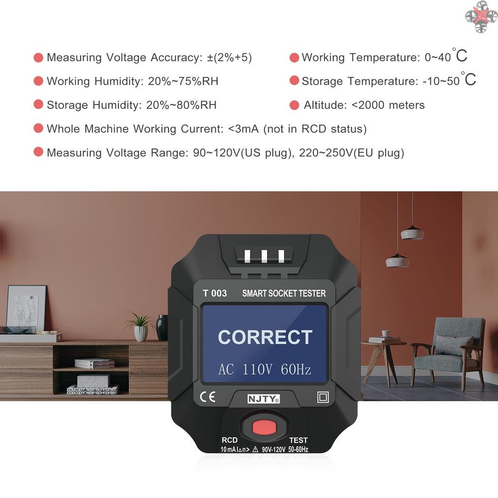Thiết Bị Kiểm Tra Ổ Cắm Gắn Tường 220~250v