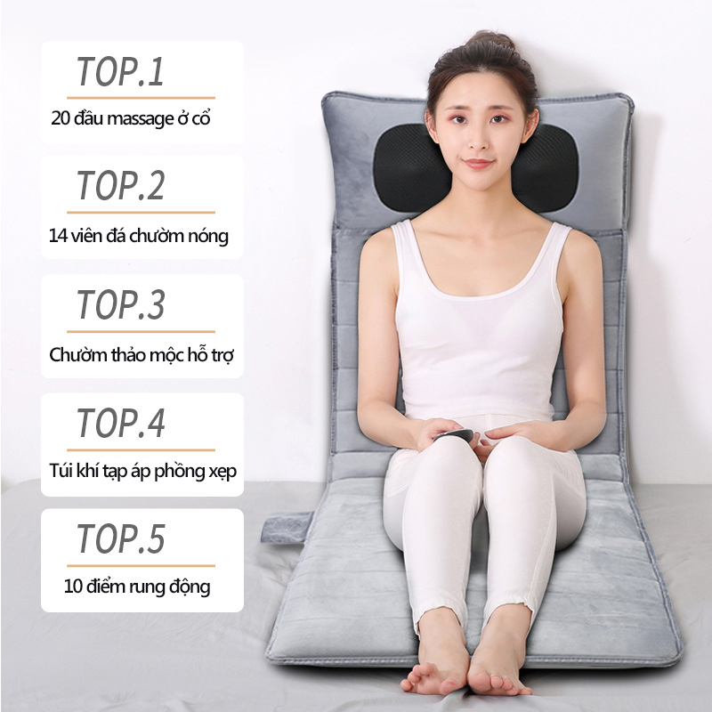 Đệm massage máy mát xa thông minh có thể nằm ngồi tựa lưng có chườm nóng