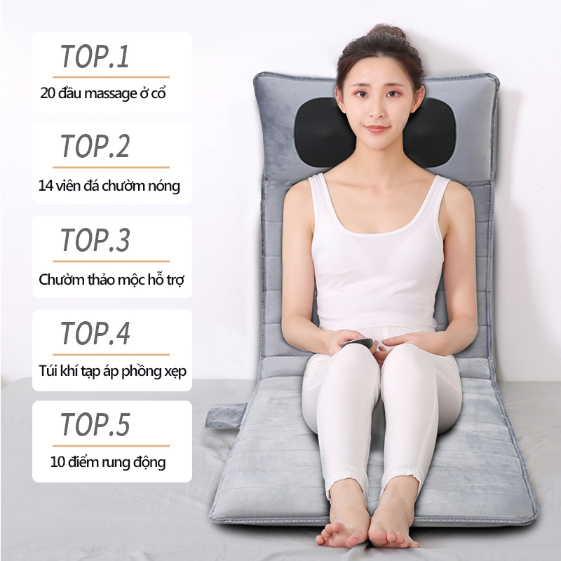 Đệm massage đa năng - Nệm Massage Toàn Thân - Đệm massage máy mát xa thông minh có thể nằm ngồi tựa lưng có chườm nóng