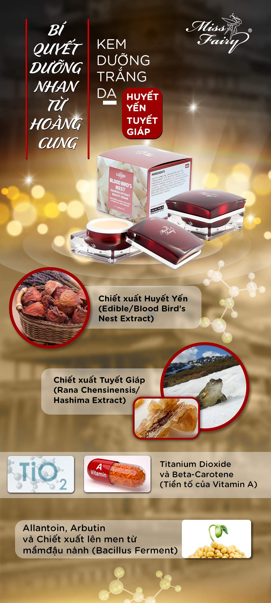 KEM MISSFAIRY HUYẾT YẾN - TUYẾN GIÁP 12G - DƯỠNG TRẮNG - CẤP ẨM - XOÁ THÂM NÁM