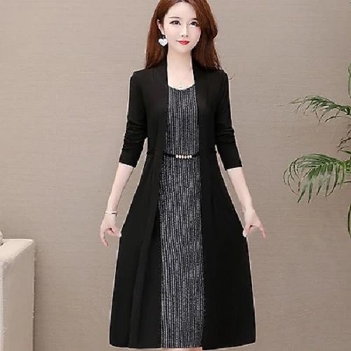 Đầm suông giả áo áo khoác thời trang thanh lịch, cuốn hút.