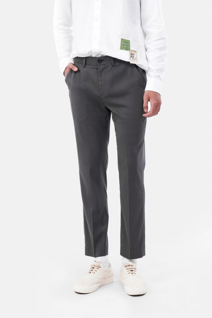Quần Vải Nam ROUTINE Form Slim Crop vải mềm màu xám - 10F21PFO002CR1 | LASTORE MENSWEAR