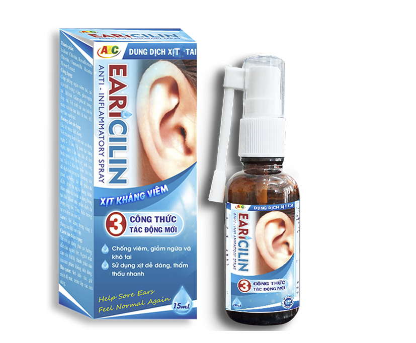 Xịt sạch tai - kháng viêm tai ABC EARICILIN