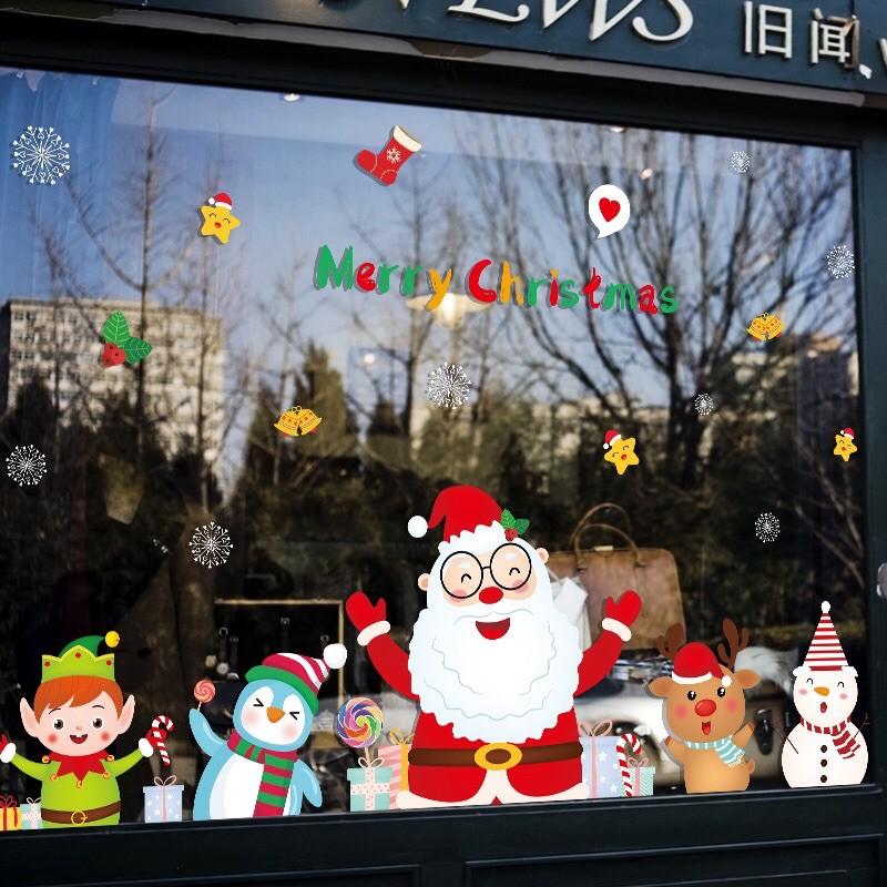 Decal trang trí Noel - các Bạn Vẫy Tay chào Mừng giáng sinh vui nhộn