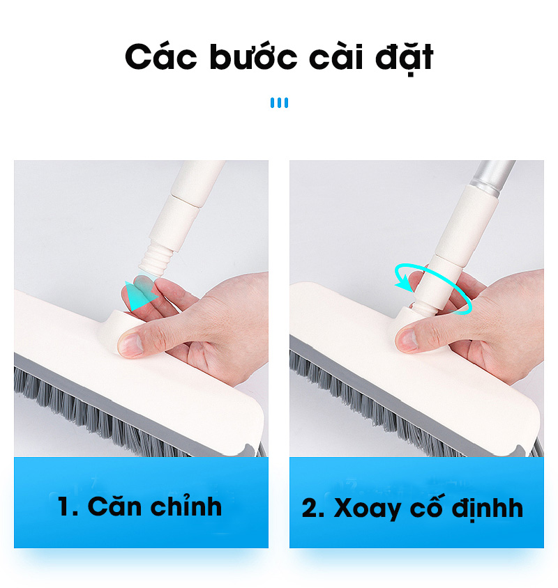 Cây chà sàn nhà tắm đa năng 2 trong 1, chổi cọ sàn và gạt nước, cán tăng giảm chiều dài Kitimop-Z1