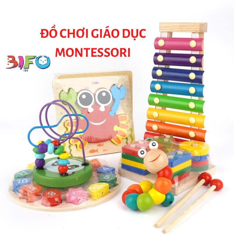 Đồ chơi bằng gỗ thông minh, giáo cụ Montessori phát triển tư duy cho bé