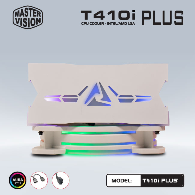 Tản nhiệt CPU T410i Plus [TRẮNG] Fan VSP 12cm Led RGB Dùng Cho Tất Cả Socket - Hàng chính hãng Tech Vision phân phối