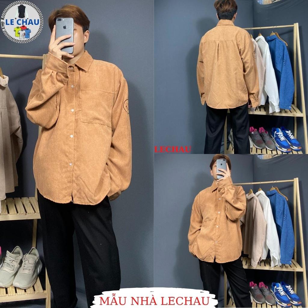 Áo khoác sơ mi nam nữ ulzzang streetstyle thêu icon siêu cute Jacket nhung unisex form rộng hottrend - Hồng &lt; 60kg
