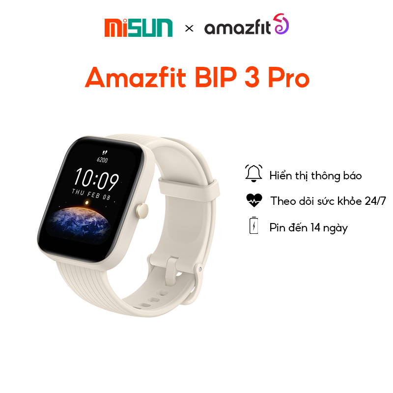 Đồng hồ thông minh Amazfit Bip 3 Pro - Màn hình lớn 1,69 &quot;| Pin 2 tuần |5 ATM -BH 12 Tháng - Hàng Chính Hãng
