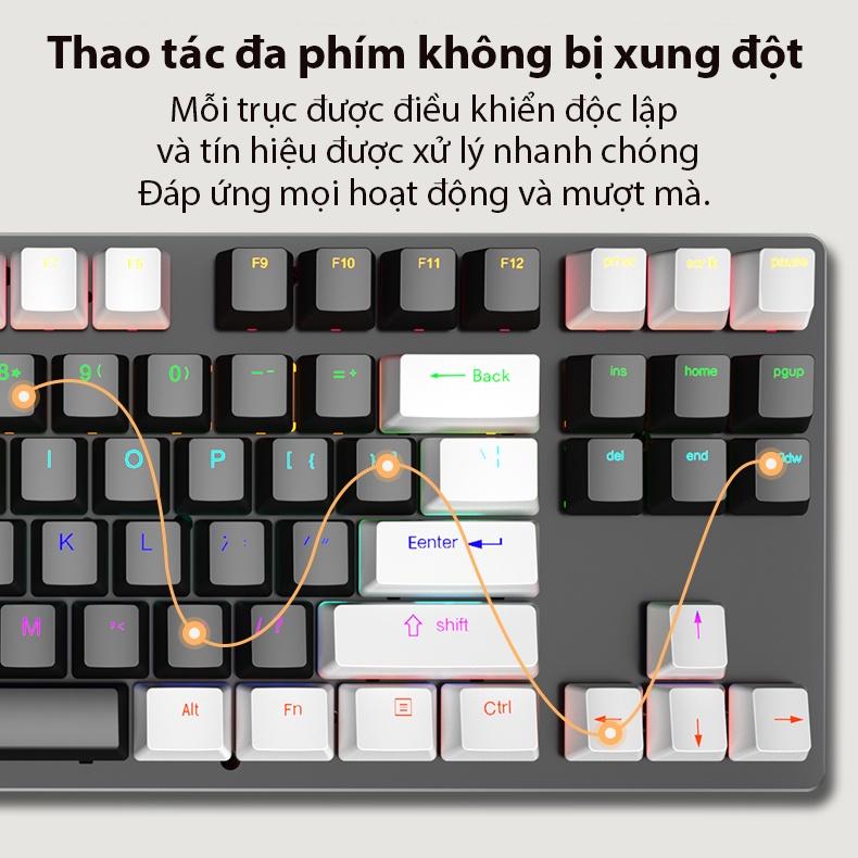 Bàn phím cơ Coputa bàn phím máy tính gaming chơi game laptop TKL Full LED Rainbow K550