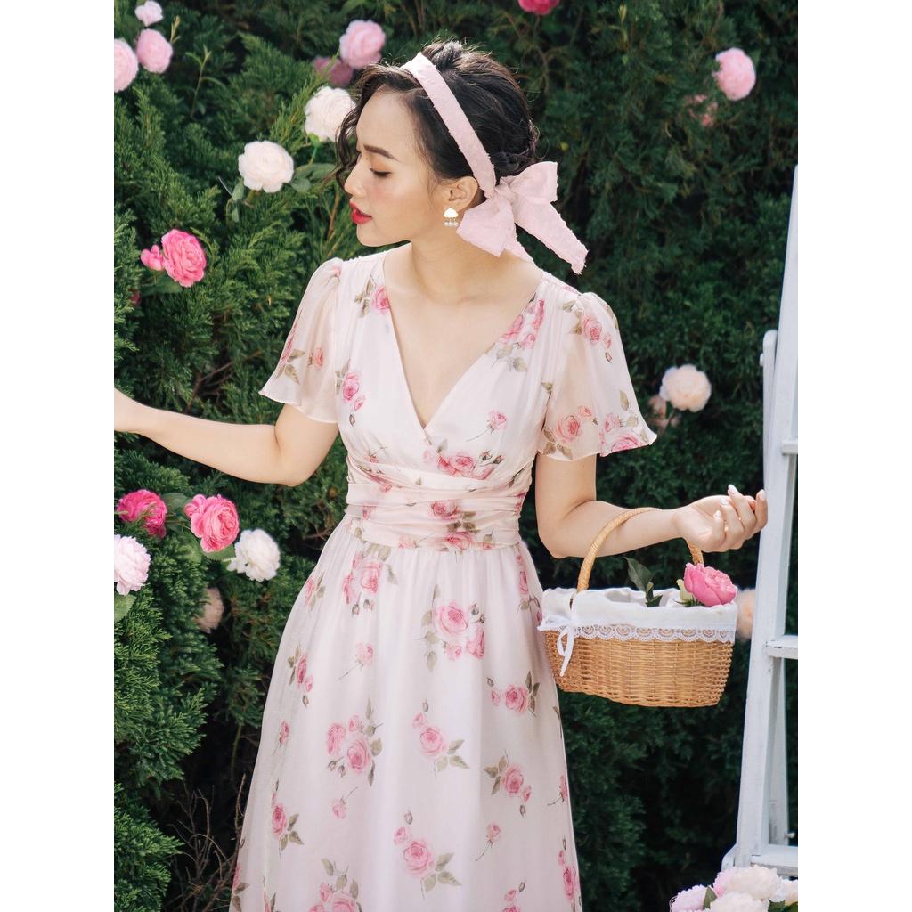 Váy hoa hồng cổ V_1VA1467HO_Lep'