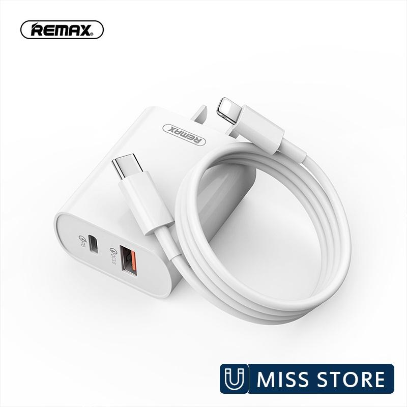 Bộ sạc nhanh Remax RP-U37, 2 cổng USB tích hợp QC3.0 và PD 18W - Hàng Chính Hãng