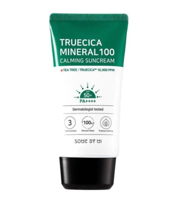 Kem Chống Nắng Dành Cho Da Dầu Mụn, Nhạy Cảm Some By Mi Trucica Mineral 100 Calming Suncream SPF50+/PA+++ 50ml tặng kèm kích mí